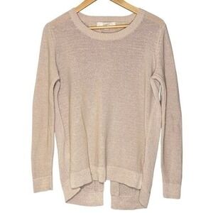 LOFT Women Pullover Tunic Sweater Size Small Tan Open Back Slouchy Preppy Travel